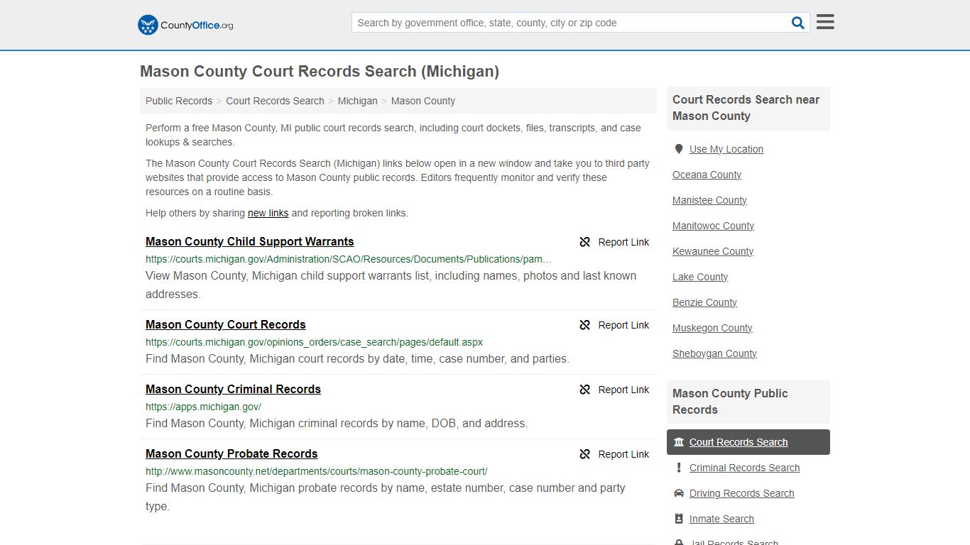 Court Records Search - Mason County, MI (Adoptions, Criminal, Child ...